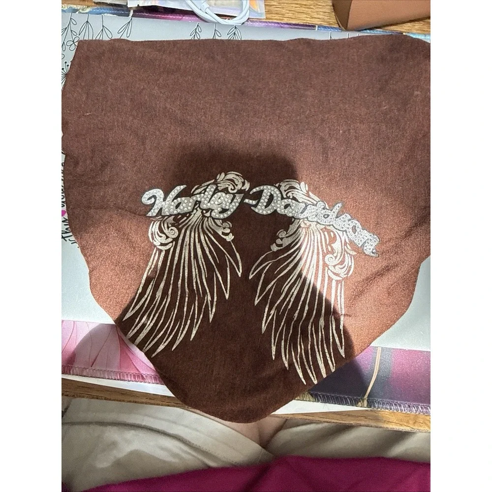 Harley-Davidson Womens Rhinestone Wings Head Wrap Brown One Size Biker EUC